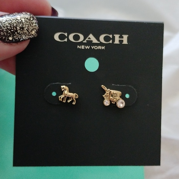 Coach F77695 Gold Horse and Carriage Stud Earrings - Picture 1 of 5